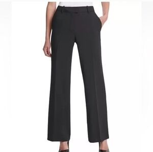 DKNY Women's Black Solid High Rise Wide Leg Career Pants Size 10